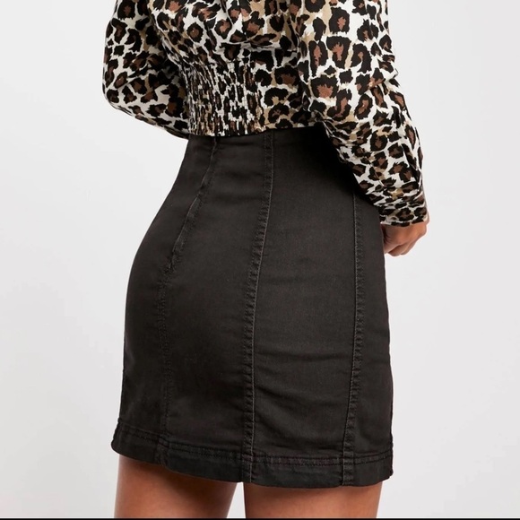 Free People Modern Femme Mini Black Denim Skirt - Picture 1 of 8